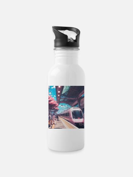 Zug Japan - Trinkflasche mit integriertem Trinkhalm - Weiß
