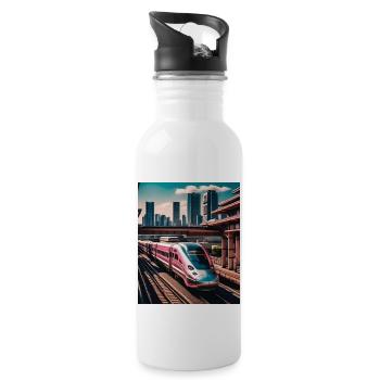 Zug Tokio Japan - Trinkflasche mit integriertem Trinkhalm - Weiß - Rechts