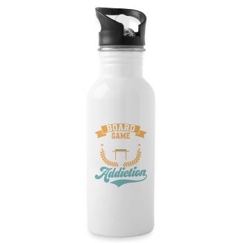 Board Game Addict Nerd Gamer Tabletop Player - Water bottle with straw - white - Right