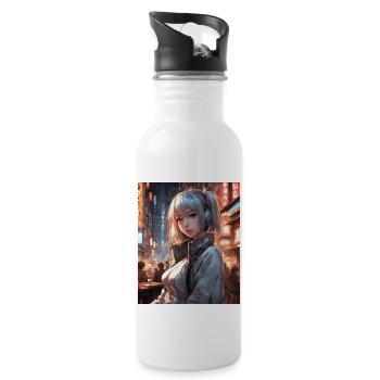 Tokio Japan - Trinkflasche mit integriertem Trinkhalm - Weiß - Rechts