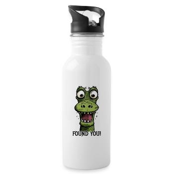 I've found you! A funny cartoon dragon - Water bottle with straw - white - Right