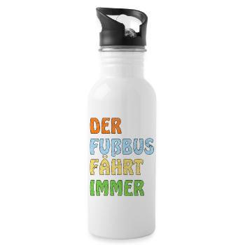 DER FUßBUS FÄHRT IMMER - Trinkflasche mit integriertem Trinkhalm - Weiß - Rechts