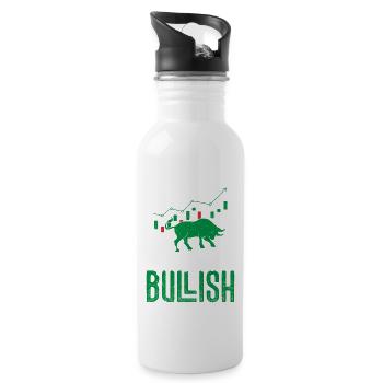Feelin' Bullish Trader Investor Stock Market Tradi - Water bottle with straw - white - Right