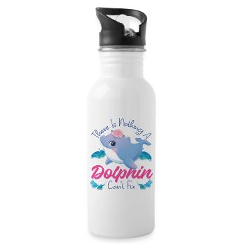 Dolphin There Is Nothing A Dolphin - Water bottle with straw - white - Right