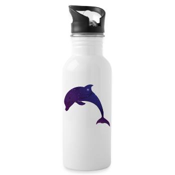 Dolphin Space Galaxy - Water bottle with straw - white - Right