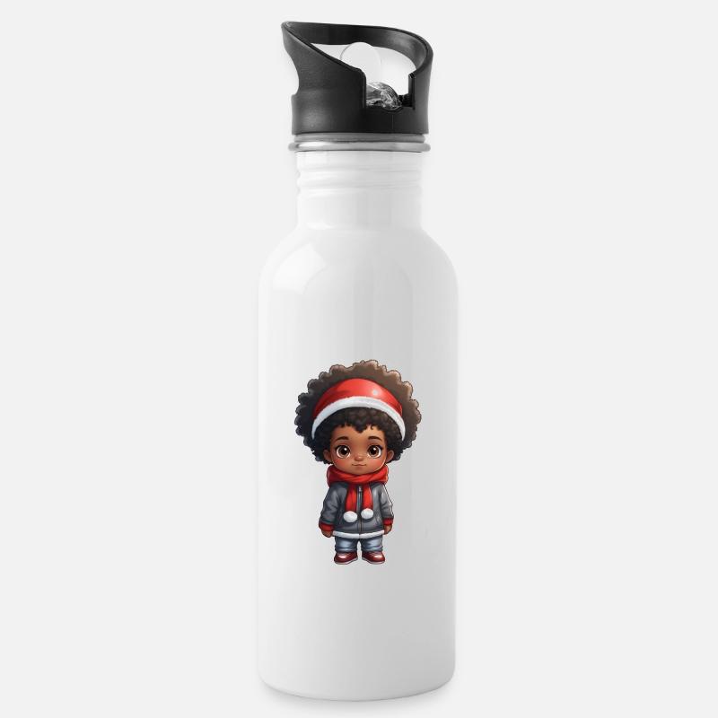 Geschenkidee Weihnachten Kind 0-8 - Trinkflasche mit integriertem Trinkhalm - Weiß