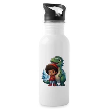 Dino Christmas Christmas Tree - Water bottle with straw - white - Right