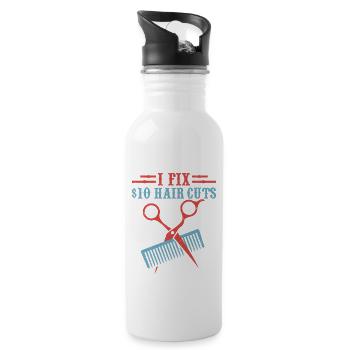 Je répare les coupes de cheveux à 10 $ Coupe de cheveux de de salon de coiffure - Gourde avec paille intégrée - blanc - Droite