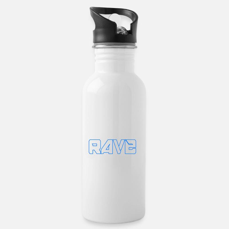we rave on - Trinkflasche mit integriertem Trinkhalm - Weiß