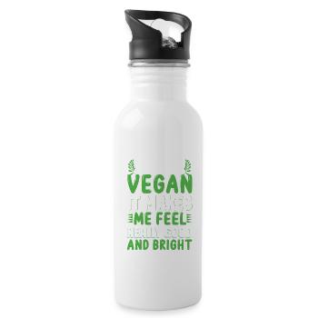 I am a vegan it makes me feel really good... - Water bottle with straw - white - Right