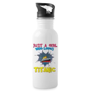 Titanic Ship, This Girl Loves the RMS Titanic - Water bottle with straw - white - Right