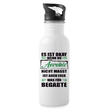 Aerobic Lustiger Spruch für Mann & Frau - Trinkflasche mit integriertem Trinkhalm - Weiß - Rechts