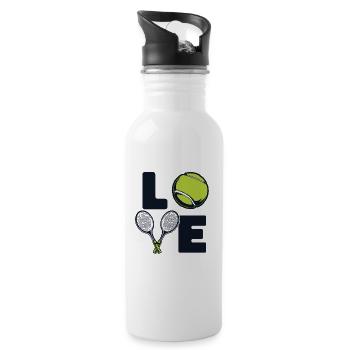 Love Tennis Coach Tennis Player Tennis Racket - Water bottle with straw - white - Right