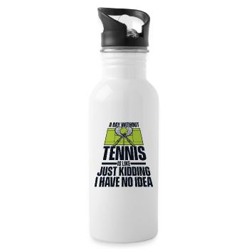 A Day Without Tennis Is Like Tennis Racket Tennis - Water bottle with straw - white - Right