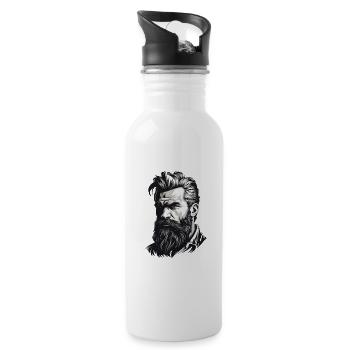 Unrasierbar Wikinger Bartträger Lustiger Bart - Trinkflasche mit integriertem Trinkhalm - Weiß - Rechts