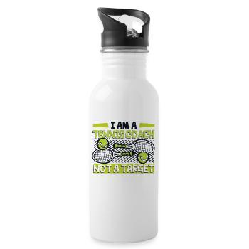 I Am A Tennis Coach Not A Target Tennisschläger - Trinkflasche mit integriertem Trinkhalm - Weiß - Rechts
