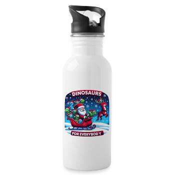 Festive Dinosaur for Everybody Christmas - Water bottle with straw - white - Right