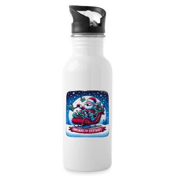 Festive Dinosaur for Everybody Christmas - Water bottle with straw - white - Right