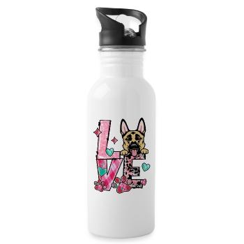 Berner Collie Hund Ich liebe meinen Hund Valentinstag - Trinkflasche mit integriertem Trinkhalm - Weiß - Rechts