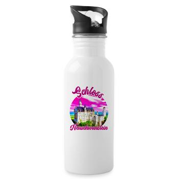 Bayern Schloss Neuschwanstein Deutschland - Trinkflasche mit integriertem Trinkhalm - Weiß - Rechts