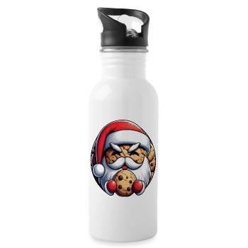 Weihnachtsmann als Keks - Trinkflasche mit integriertem Trinkhalm - Weiß - Rechts