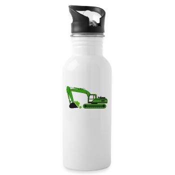 St. Patrick's Day Crane Truck Excavator Construction Irish - Water bottle with straw - white - Right