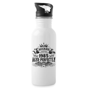 Birthday 1985 December 1985 born in December - Water bottle with straw - white - Right