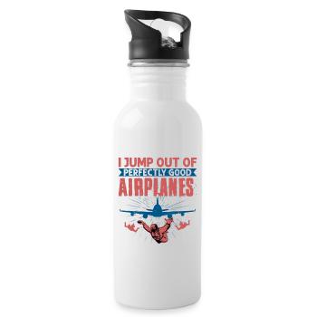 I Jump Out Of Perfectly Good Airplanes Parachute S - Trinkflasche mit integriertem Trinkhalm - Weiß - Rechts