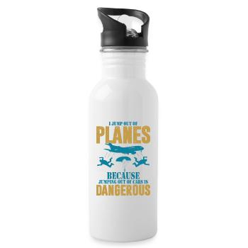 I Jump Out Of Planes Parachute Skydiver - Trinkflasche mit integriertem Trinkhalm - Weiß - Rechts
