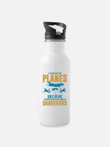 I Jump Out Of Planes Parachute Skydiver - Water bottle with straw - white