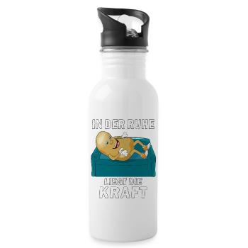 KARTOFFEL IN DER RUHE LIEGT DIE KRAFT - Trinkflasche mit integriertem Trinkhalm - Weiß - Rechts