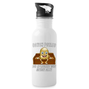COUCH POTATO DU SPRICHST WIE MEINE ALTE - Trinkflasche mit integriertem Trinkhalm - Weiß - Rechts