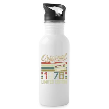 Vintage 1978 Retro 1978 Birthday Gift - Water bottle with straw - white - Right