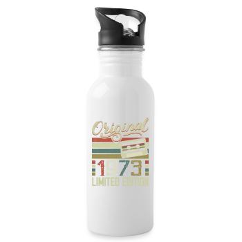 Jahrgang 1973 Retro Geburtstagsgeschenk 1973 - Trinkflasche mit integriertem Trinkhalm - Weiß - Rechts