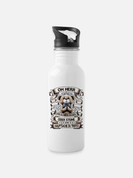 Teddy Bär Mit Lustigem Spruch Hirn Regnen Design - Trinkflasche mit integriertem Trinkhalm - Weiß