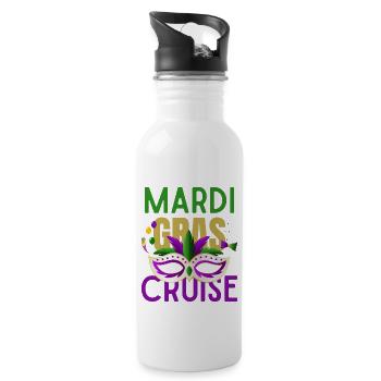 Mardi Gras Cruise 2026 Matching Family Party - Water bottle with straw - white - Right