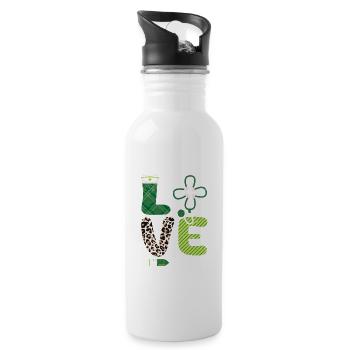Amour Stéthoscope Infirmière Vie Heureuse - Gourde avec paille intégrée - blanc - Droite