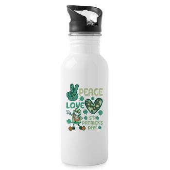 Frieden Liebe St. Patricks Day Shamrock Dabbing - Trinkflasche mit integriertem Trinkhalm - Weiß - Rechts