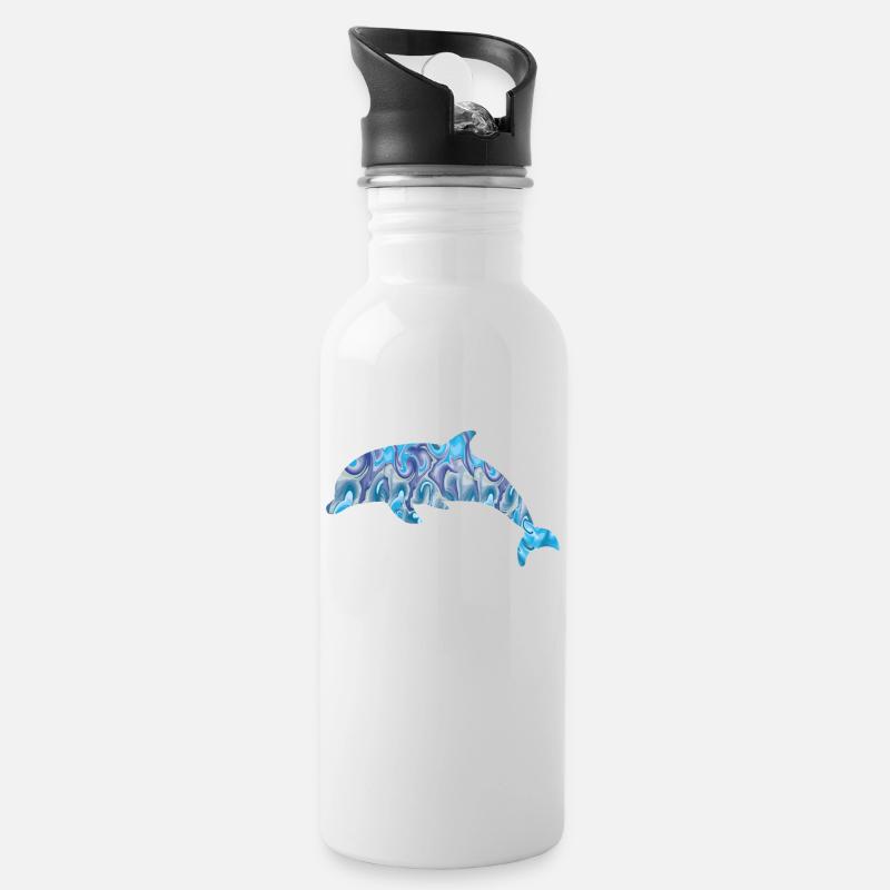 Dolphin - Trinkflasche mit integriertem Trinkhalm - Weiß