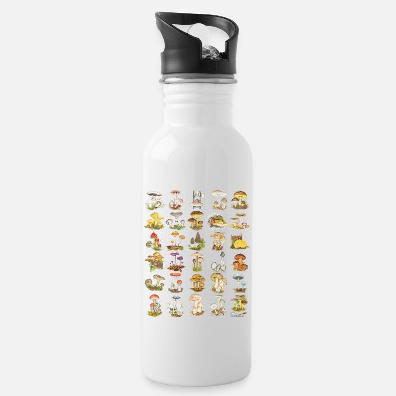 Diversité des champignons - Gourde avec paille intégrée - blanc