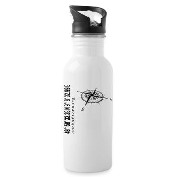 Koordinaten Aschaffenburg - Trinkflasche mit integriertem Trinkhalm - Weiß - Rechts