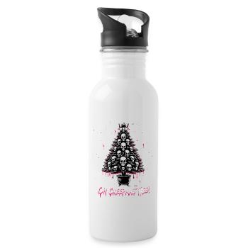 Oh Creepmas Tree Creepy Festive Goth Emo Horror - Water bottle with straw - white - Right