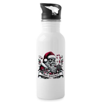 Merry Christmas Creepy Goth Santa Pajama - Water bottle with straw - white - Right