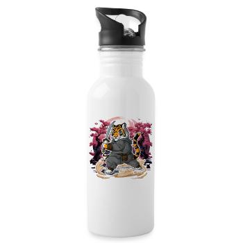 Samurai tiger - Water bottle with straw - white - Right