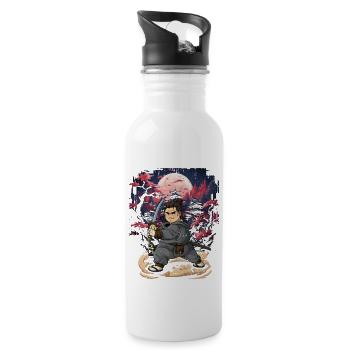 Samurai men - Water bottle with straw - white - Right