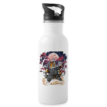 Samurai Tiger - Water bottle with straw - white - Right