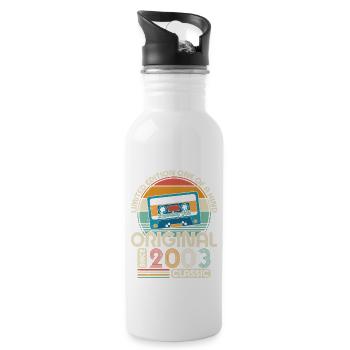 Vintage 20. Geburtstag Retro Style 2003 - Trinkflasche mit integriertem Trinkhalm - Weiß - Rechts