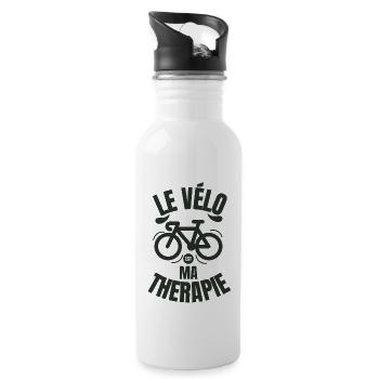 le vélo ma thérapie cadeau humour vélo homme - Gourde avec paille intégrée - blanc - Droite
