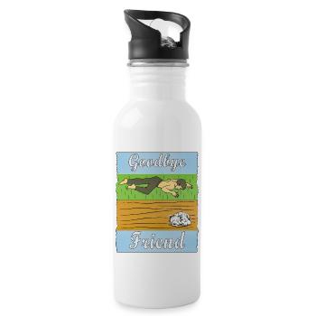 MAN SAD DOG - Water bottle with straw - white - Right
