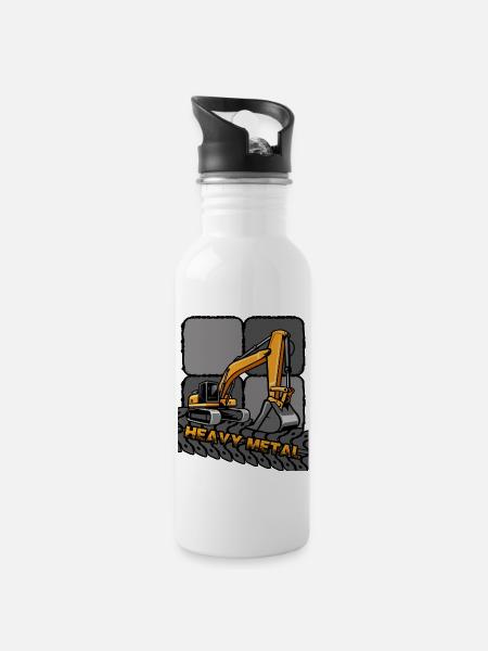 Bagger Baggerführer "Digger" Baggerschaufel - Trinkflasche mit integriertem Trinkhalm - Weiß